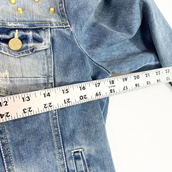 Romeo & Juliet Couture Womens Blue Collared Long Sleeve Denim Jacket Size Medium - Picture 6 of 8